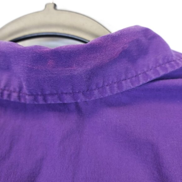 2 Button Up Shirt Women 14/16 Lane Bryant Stripe 3/4 Sleeve Venezia Purple Strec - Picture 15 of 16